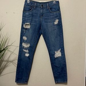 CARMAR FACTORY DISTRESSED WOMEN'S MID RISE JEANS
